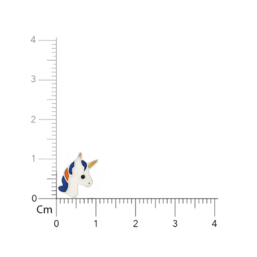 Sterling Silver Unicorn Stud Earrings with Black & Orange Enamel