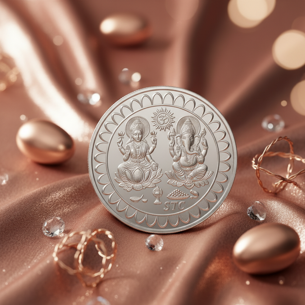 Collectible fine-silver coin with traditional motifs- 100GM