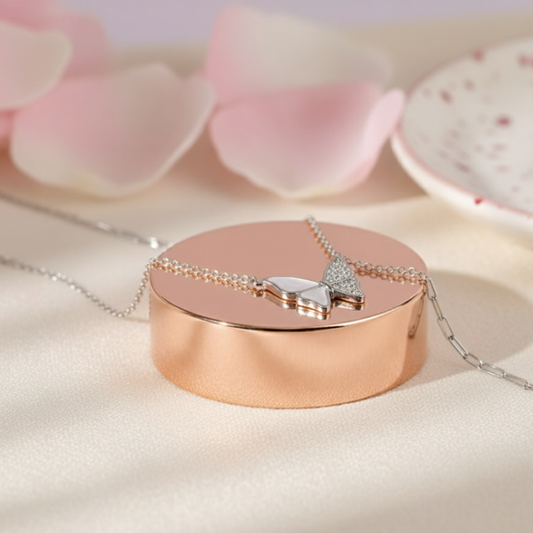 Butterfly Elegance Necklace in 92.5 Sterling Silver with CZ Stones