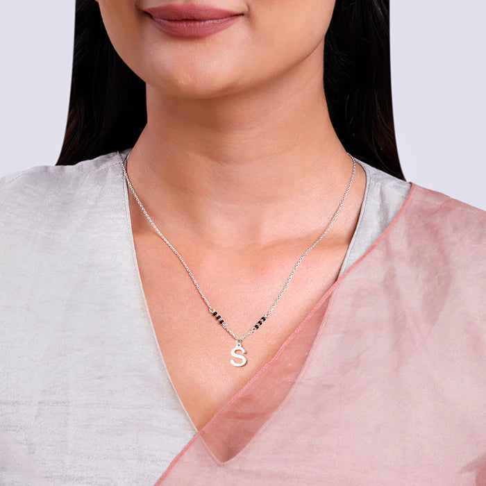 Silver Initial Mangalsutra