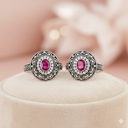 Oxidized Silver round Toe Rings