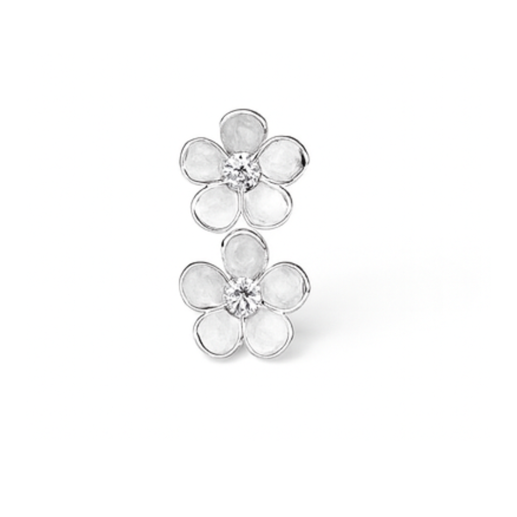 Sterling Silver Floral Stud Earrings with CZ Accents