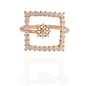 Rose Gold Square Frame Ring with Diamond Cluster Center