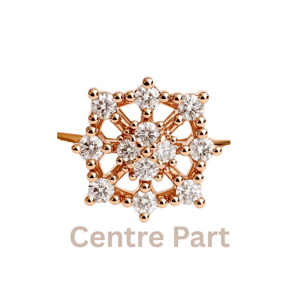Rose Gold Square Frame Ring with Diamond Cluster Center
