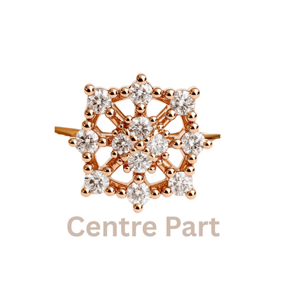 Rose Gold Square Frame Ring with Diamond Cluster Center