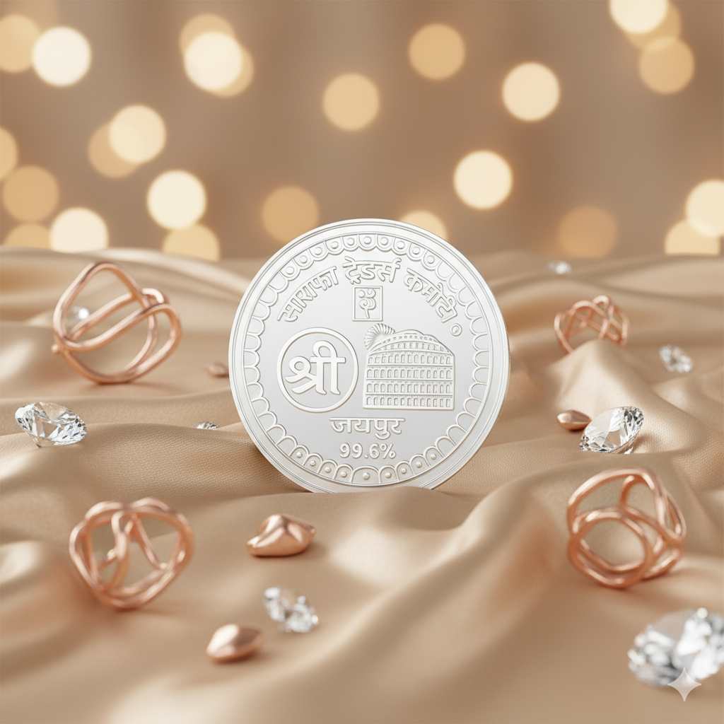 Collectible fine-silver coin with traditional motifs 10Gm