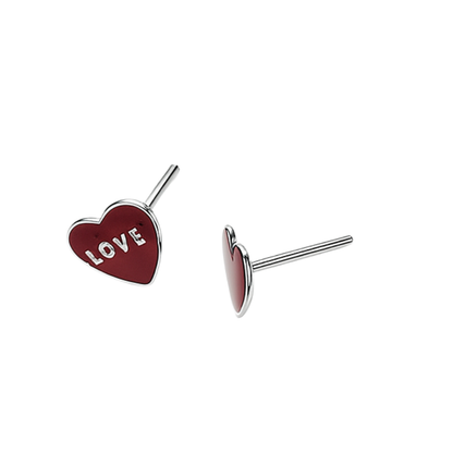 Sterling Silver Heart "LOVE" Stud Earrings