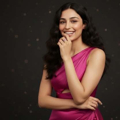 Sterling Silver Enamel Flower Ring with CZ Accents