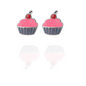 Sterling Silver Cupcake Stud Earrings with Pink Enamel