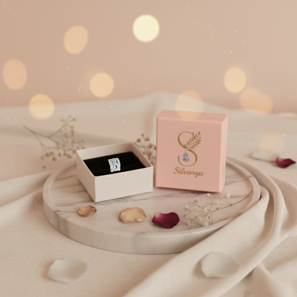 Sterling Silver Crossover CZ Wide Band Ring