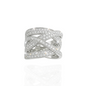 Sterling Silver Crossover CZ Wide Band Ring