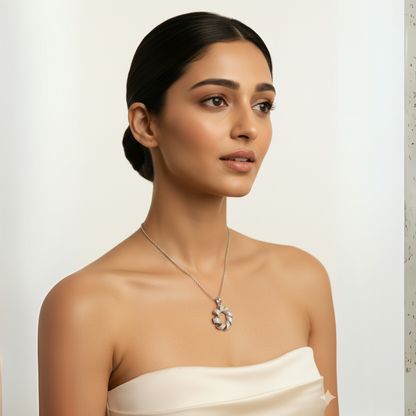 Sterling Silver CZ Twisted Wreath Pendant Necklace ! Silvanya