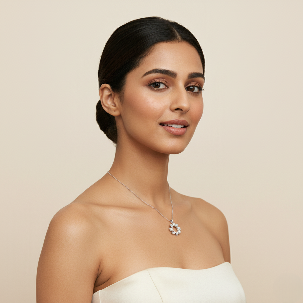 Sterling Silver CZ Twisted Wreath Pendant Necklace ! Silvanya