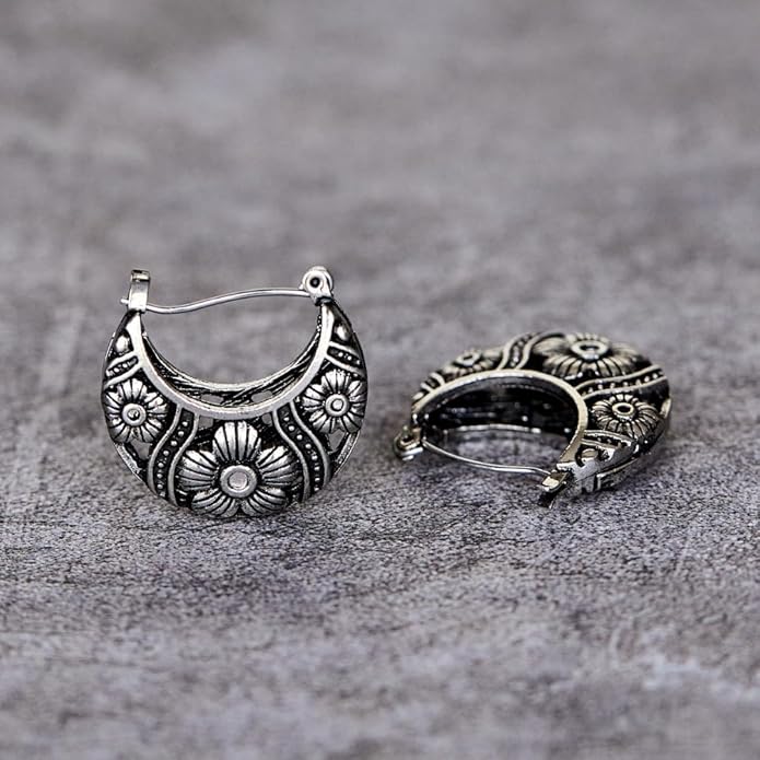 Oxidized Baali Hoop Earrings
