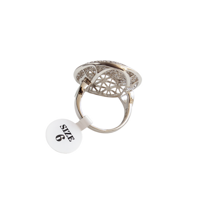 Sterling Silver Geometric CZ Statement Ring – Modern Designer Jewelry