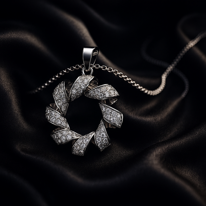 Sterling Silver CZ Twisted Wreath Pendant Necklace ! Silvanya