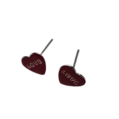 Sterling Silver Heart "LOVE" Stud Earrings