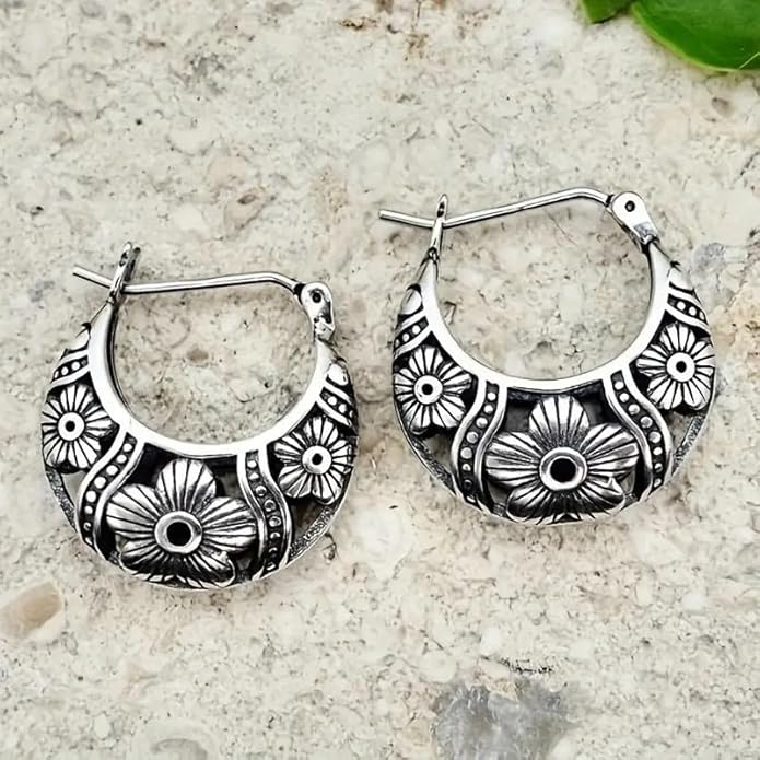 Oxidized Baali Hoop Earrings