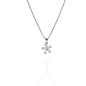 Sterling Silver Flower Pendant Necklace with Pearl Petals and Cubic Zirconia Center