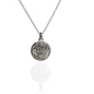 Sterling Silver Round Pendant Necklace with Rose Motif and CZ Stones