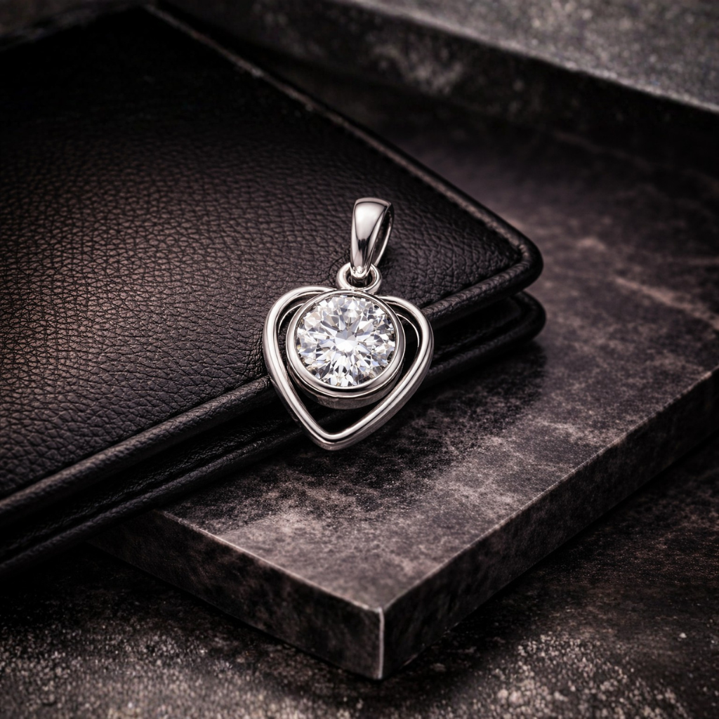 Iron Heart Solitaire Pendant by Silvanya