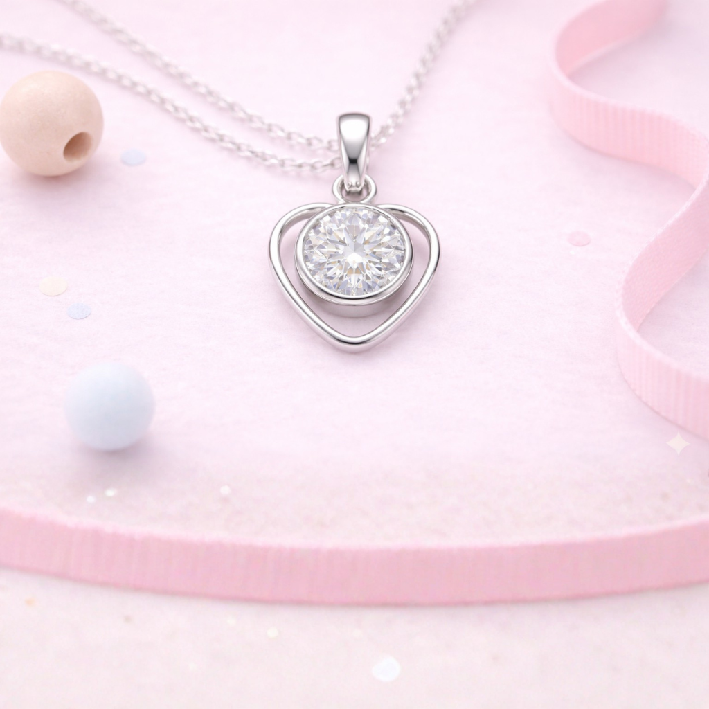 Iron Heart Solitaire Pendant by Silvanya