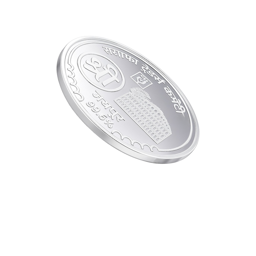 Collectible fine-silver coin with traditional motifs 10Gm