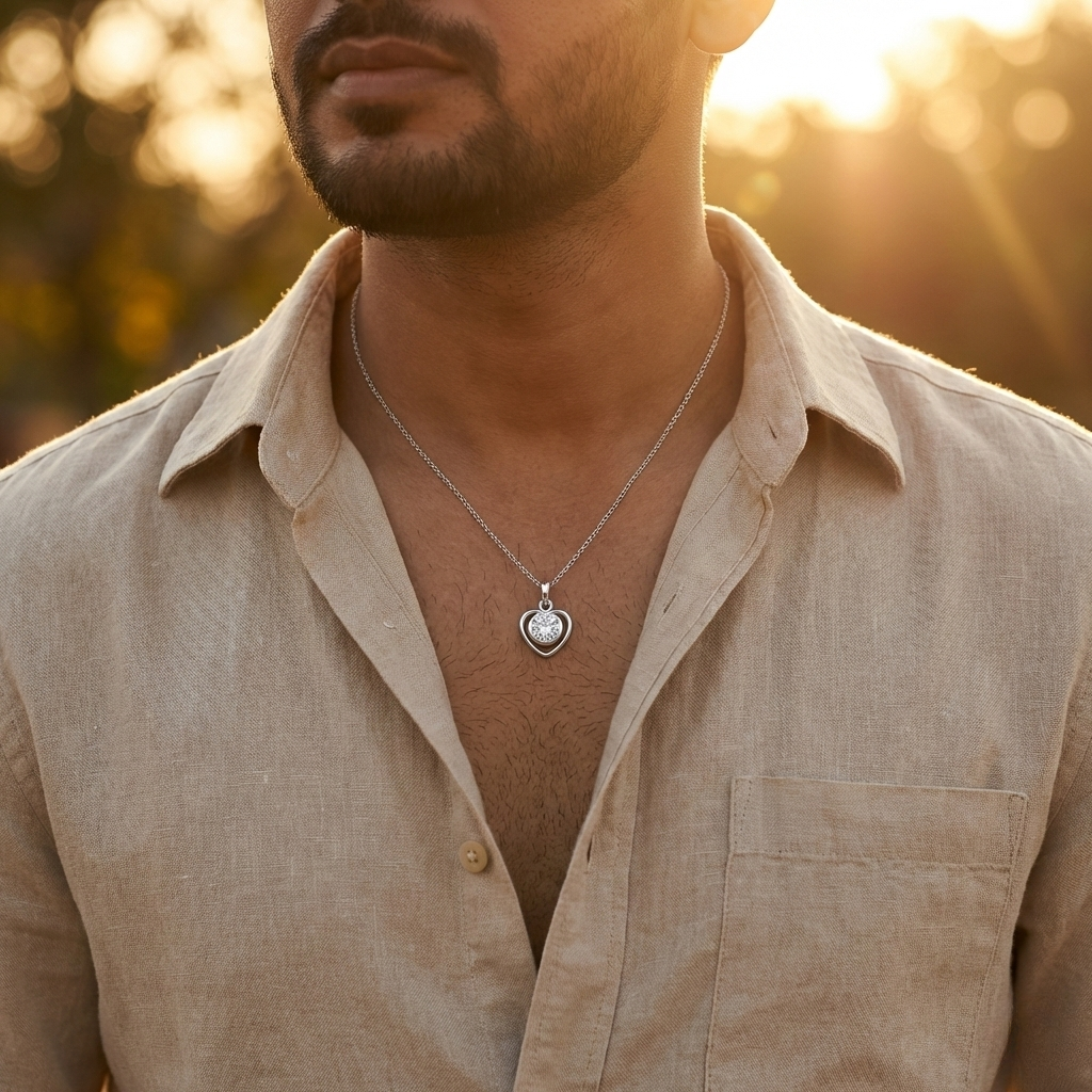 Iron Heart Solitaire Pendant by Silvanya