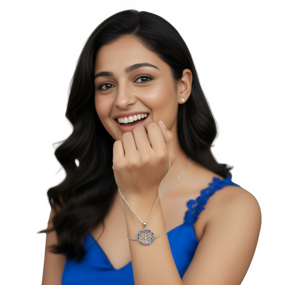 Silvanya Tree-Eye Pendant — 925 Sterling Silver Tree of Life Necklace with Blue & Purple Stones