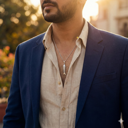 Rebel Tide Fish Bone Pendant by Silvanya