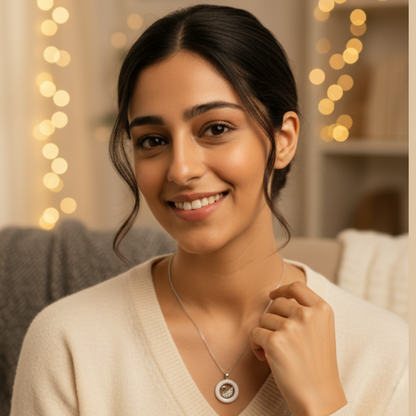 Silvanya Swanica Pendant — 925 Sterling Silver + White Inlay, Pavé Stones