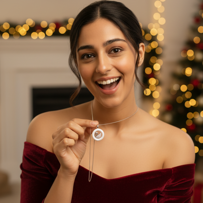 Silvanya Swanica Pendant — 925 Sterling Silver + White Inlay, Pavé Stones