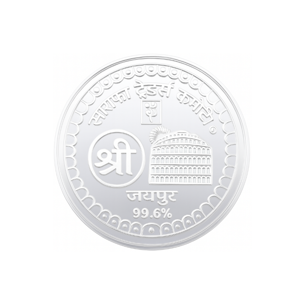 Collectible fine-silver coin with traditional motifs 10Gm