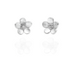 Sterling Silver Floral Stud Earrings with CZ Accents