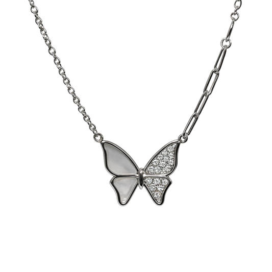 Butterfly Elegance Necklace in 92.5 Sterling Silver with CZ Stones