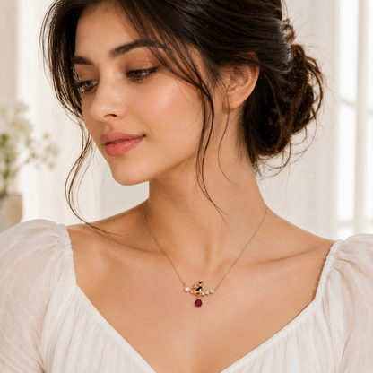 Pearl Purr Cat Pendant Necklace in 92.5% Sterling Silver