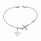 Silvanya Sterling Silver Airplane & Crystal Cross Charm Bracelet