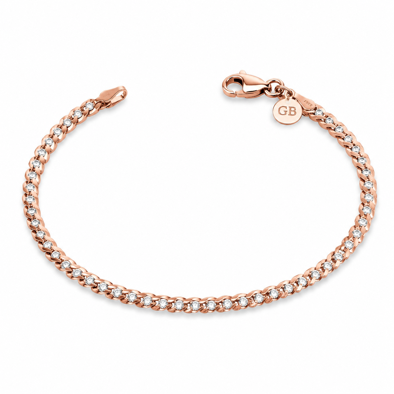 Silvanya Rose Gold Crystal Link Sterling Silver Bracelet