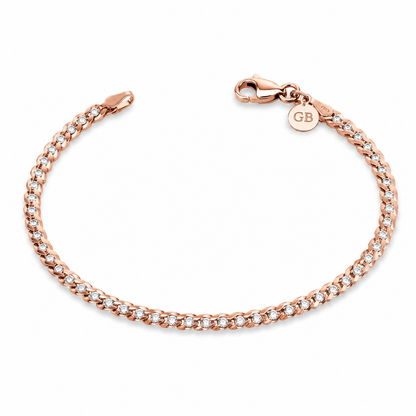 Silvanya Rose Gold Crystal Link Sterling Silver Bracelet