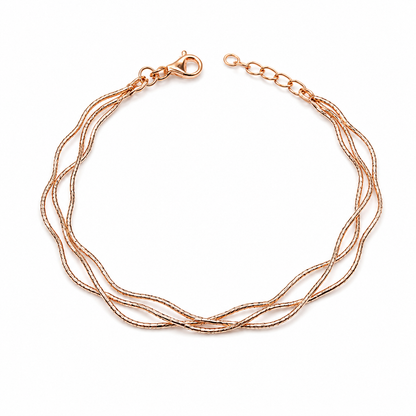 Silvanya Rose Gold Multi-Layer Wave Chain Sterling Silver Bracelet