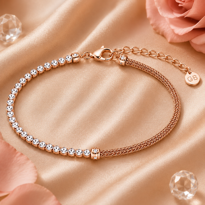 Silvanya Rose Gold Crystal Weave Sterling Silver Bracelet
