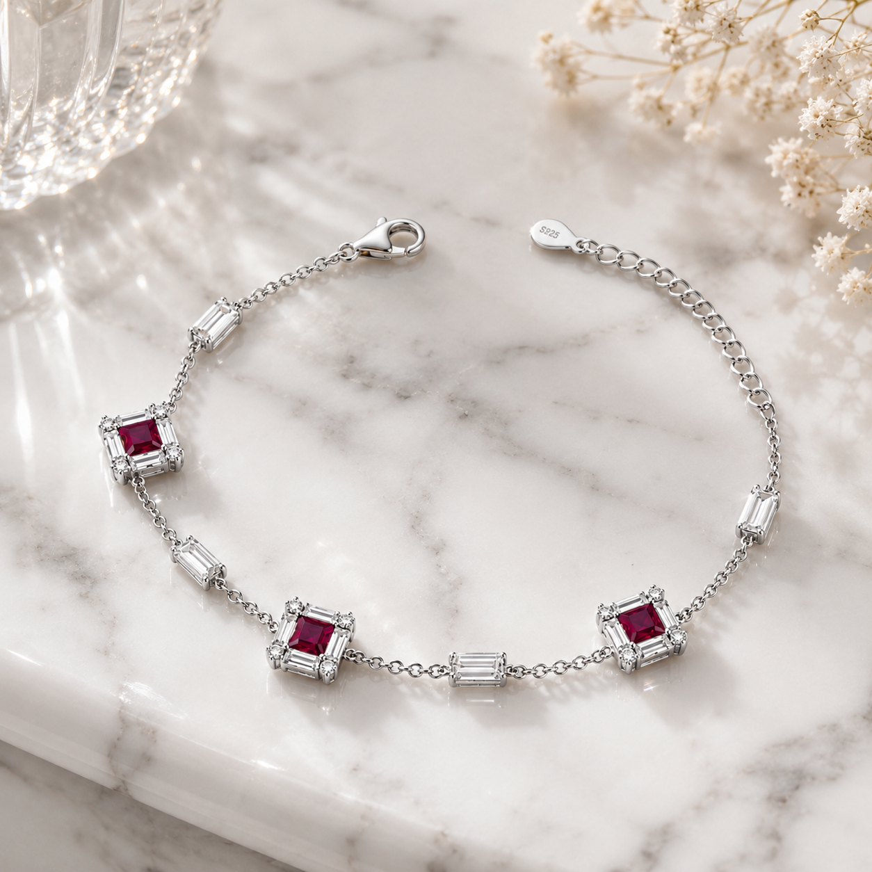 Silvanya Ruby Radiance Sterling Silver Bracelet
