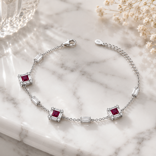 Silvanya Ruby Radiance Sterling Silver Bracelet