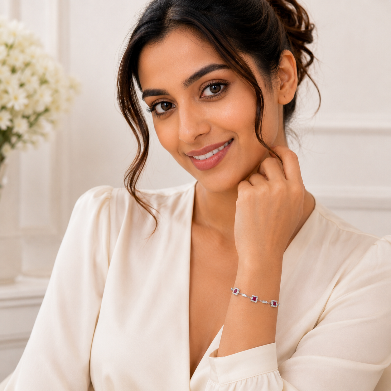 Silvanya Ruby Radiance Sterling Silver Bracelet