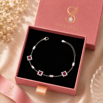 Silvanya Ruby Radiance Sterling Silver Bracelet