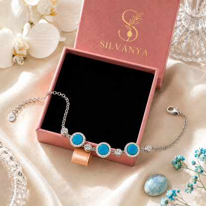 Silvanya Azure Halo Sterling Silver Bracelet