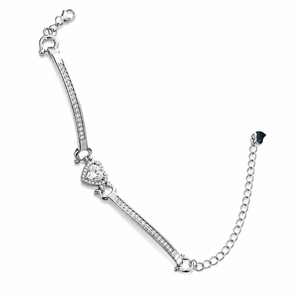 Silvanya Heart Halo Sterling Silver Bracelet