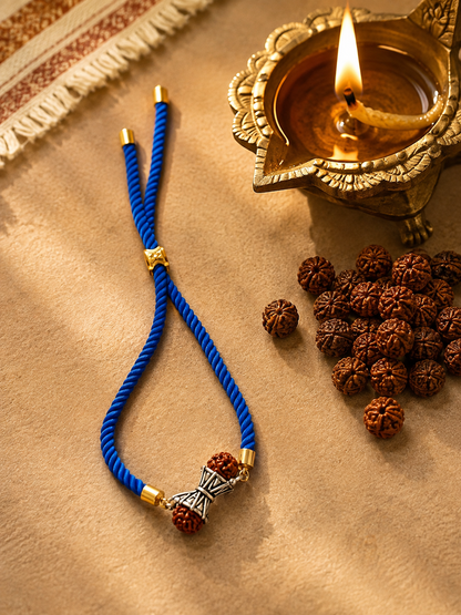 Royal Blue Rudraksha Adjustable Rakhi