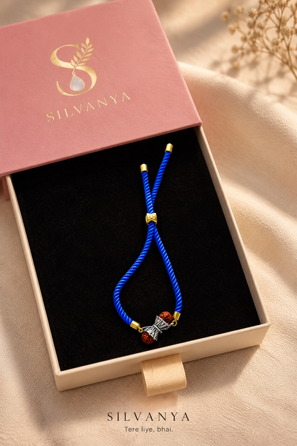 Royal Blue Rudraksha Adjustable Rakhi