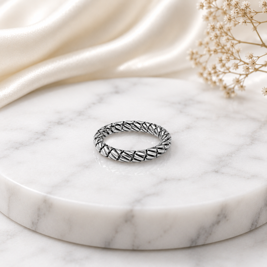 Silvanya Aurora Twist Sterling Silver Stretch Ring